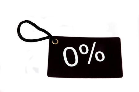 zero percent paper tag isolated on white background