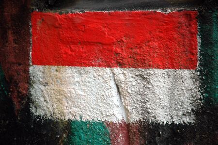 Indonesian flag painted on the wallの写真素材