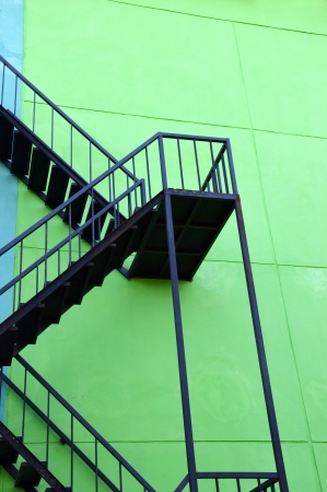 emergency stairs at the rear of a buildingの写真素材