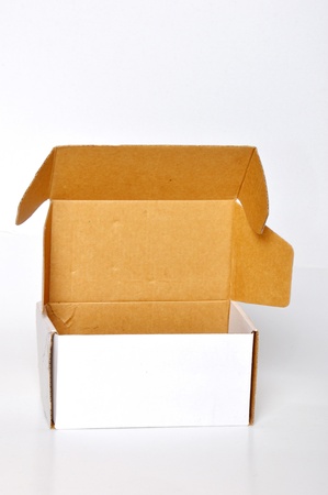 white cardboard box on white backgroundの写真素材