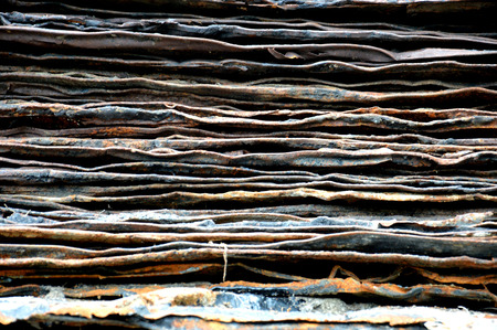 detail textures and patterns of rusty iron plateの写真素材