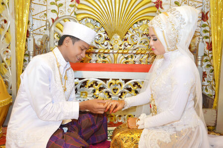 Indonesian bridal couples were undergoing the marriage ceremony eventの写真素材