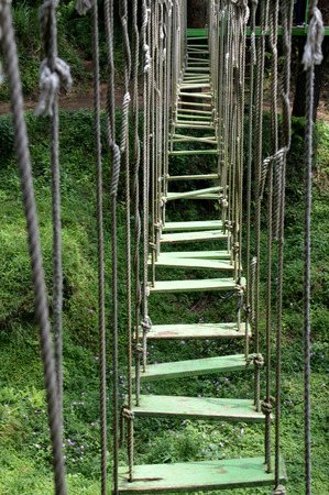 hanging bridge on the outbound spacecraftの写真素材