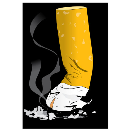 cigarette butts on black backgroundのイラスト素材