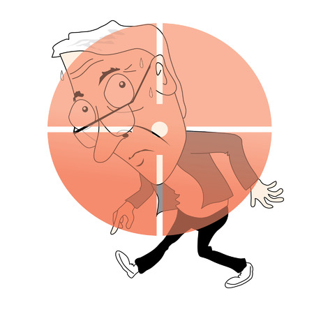 an old man in shooting targetのイラスト素材