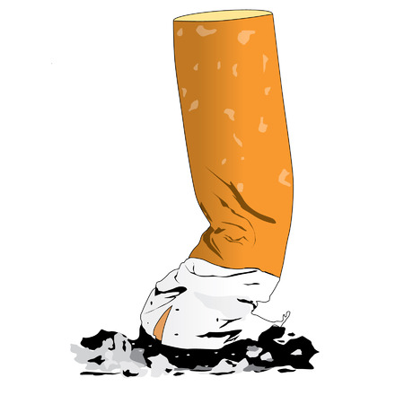 cigarette butts on white backgroundのイラスト素材