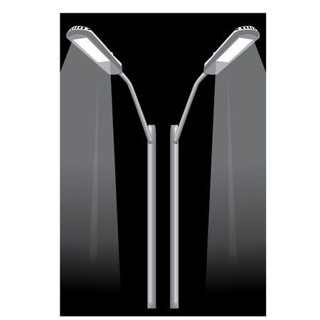 two street light pole on black backgroundのイラスト素材