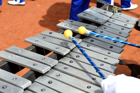 detailed of percusion on the drumband instrument