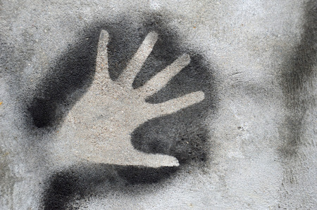 hand graffiti on the wallの写真素材