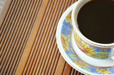 cup of coffee on the table with empty spaceの写真素材