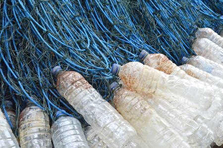 fishing nets with used plastic bottle as floater