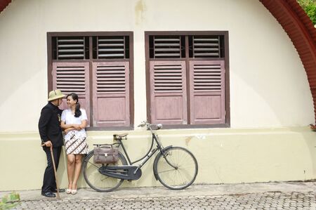 Indonesian bridal couples were dressed in vintage costumeの写真素材