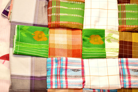 detailed texture and pattern of Indonesia woven silk sarong