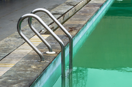 alluminiumc staircase in the poolの写真素材