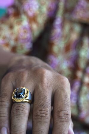 batu akik or natural gemstone on the ringの写真素材