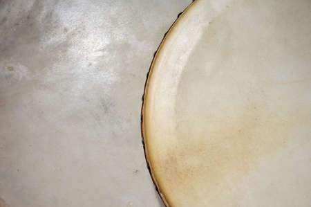 detail of brown traditional drumの写真素材