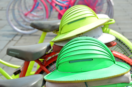 JAKARTA, INDONESIA - AUGUST, 20, 2016 : colorful bicycle rental at Kota Tua or Old City in Jakarta, Indonesiaのeditorial素材