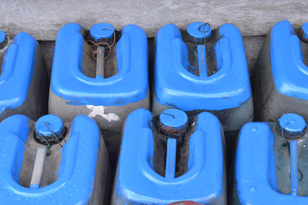 old used plastic cansの写真素材