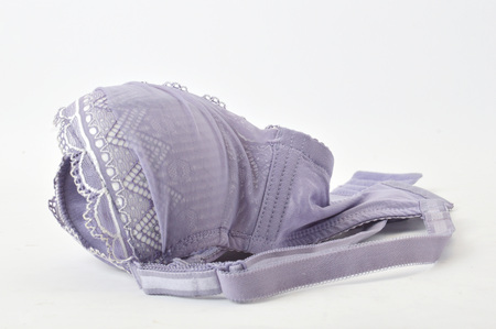 purple bra on white backgroundの写真素材