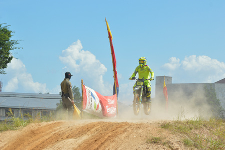 TARAKAN, INDONESIA - MAY ,13, 2017, : Grasstrack & Enduro Race Mayor Cup Season 3 Kejurprov Tarakan 2017 series at MAKO Brimob circuit Tarakan City, INDONESIAのeditorial素材