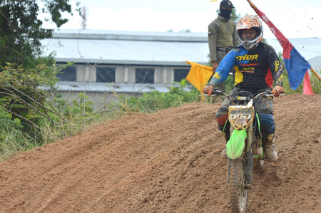 TARAKAN, INDONESIA - MAY ,14, 2017, : Grasstrack & Enduro Race Mayor Cup Season 3 Kejurprov Tarakan 2017 series at MAKO Brimob circuit Tarakan City, INDONESIAのeditorial素材