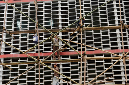 JAKARTA, INDONESIA. August, 19, 2016. construction workers at Jakarta, Indonesia