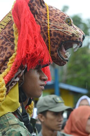 TARAKAN, INDONESIA - APRIL ,20, 2017, : Drumband appearances by Cadets of the Armed Forces Academy and the Academy of Domestic Government at Tarakan Indonesiaのeditorial素材