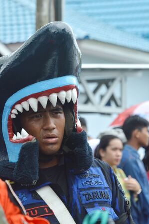 TARAKAN, INDONESIA - APRIL ,20, 2017, : Drumband appearances by Cadets of the Armed Forces Academy and the Academy of Domestic Government at Tarakan Indonesiaのeditorial素材