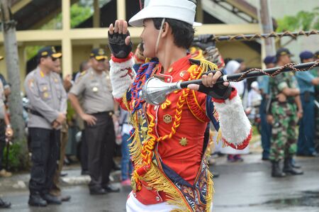 TARAKAN, INDONESIA - APRIL ,20, 2017, : Drumband appearances by Cadets of the Armed Forces Academy and the Academy of Domestic Government at Tarakan Indonesiaのeditorial素材