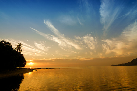 beautiful view of the sunset at the sea