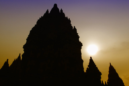 silhouette of Prambanan Temple in Jogjakarta - Indonesiaの写真素材