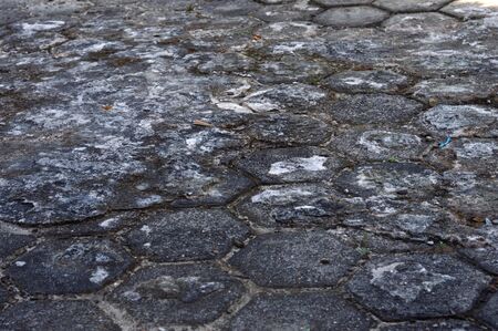 pattern and texture on old octagonal on the paving block