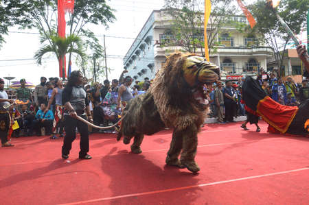 TARAKAN - INDONESIA, 25 July 2018 : Silat martial arts attraction in front of the APEKSI honor...