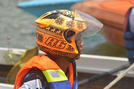 TARAKAN, INDONESIA. 21 december 2019 : speedboat race in marine waters Tarakan Indonesiaのeditorial素材