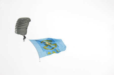 TARAKAN - INDONESIA, 10 MAY 2017  : skydiving attractions by members of the Indonesian armed forces at the Latsitarda closing ceremony at the Datu Adil Stadiumのeditorial素材