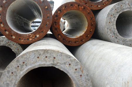 concrete pillars for road or floor supports on docks