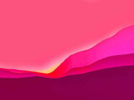 Layered Mountain landscape and yellow sun abstract in magenta tonesの写真素材