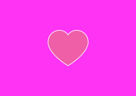 Magenta background with centred pink heart outlined in whiteの写真素材