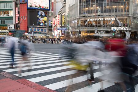 Shibuya Scramble is known for its busiest crossroads in the worldのeditorial素材