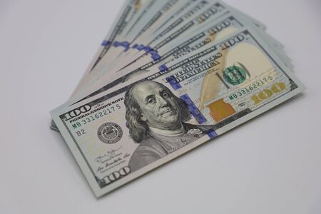 American Dollor, USD $ isolated with white background.のeditorial素材