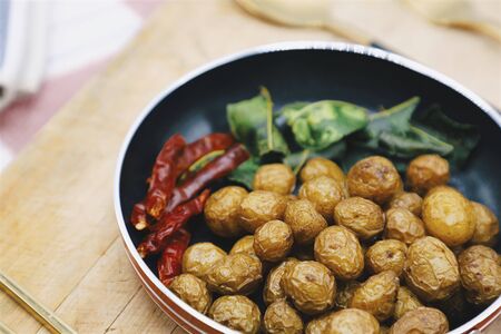 Baked potatoes with beautiful texturesのeditorial素材