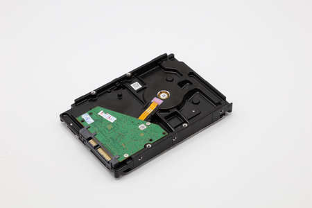 Hard disk isolated on a white background. Computer HDD Hard Disk Drive. Computer Storage Memory....