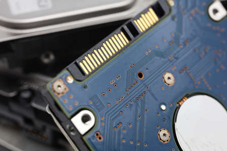 Hard disk isolated on a white background. Computer HDD Hard Disk Drive. Computer Storage Memory. Computer Solid State Drive.のeditorial素材