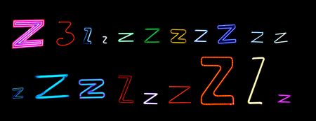 collection of a number of different neon letter Z isolated on black - part of a series of neon...