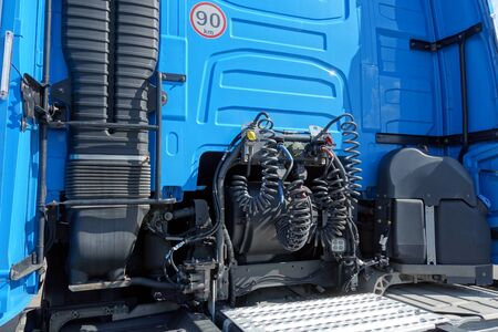 View of tractor truck without a trailerの写真素材