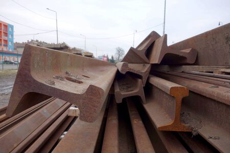 Old rails and sleepersの写真素材