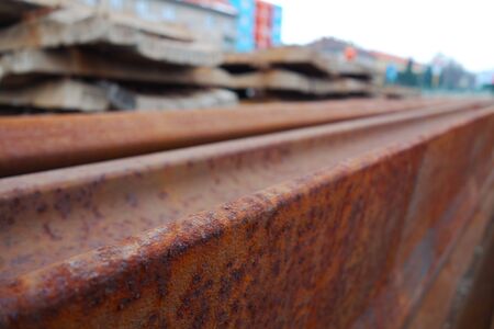 Old rails and sleepersの写真素材