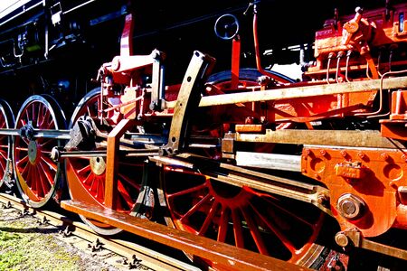 Steam locomotive chassis.