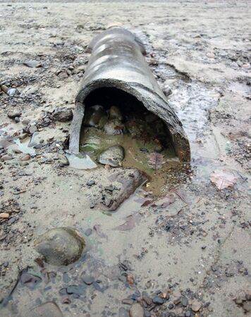 Damaged sewer line in lake