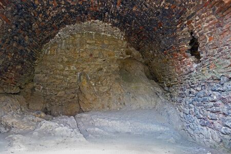 The Royal Throne in the ruins of Brekov Castle, Slovakiaの写真素材